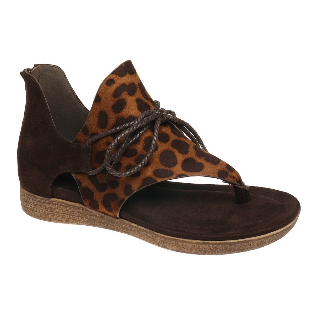 Leopard Print Gladiator Thong sandals size 6.5 - Picture 2 of 2